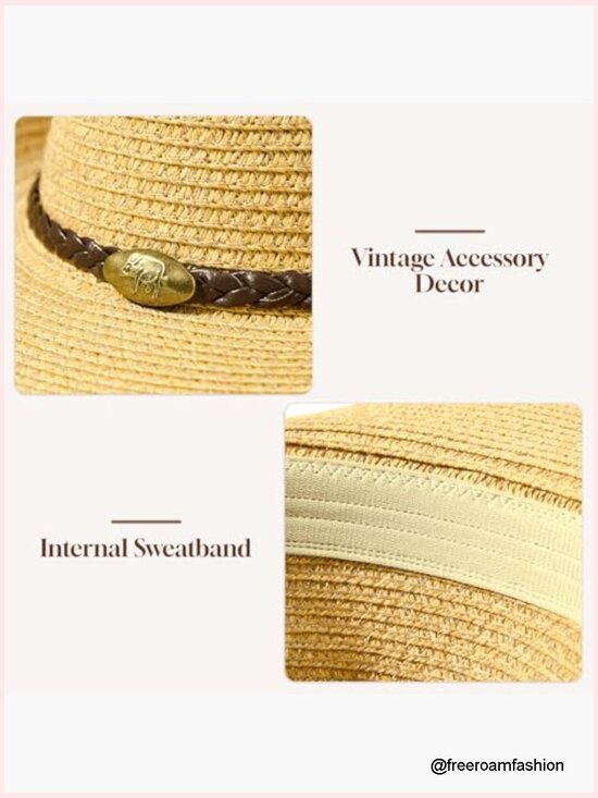 Wide Brim Straw Cowboy Hat with Chin Strap main image 5